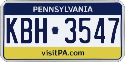 PA license plate KBH3547