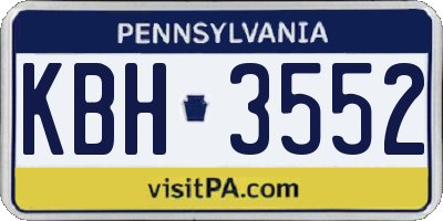 PA license plate KBH3552