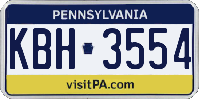 PA license plate KBH3554
