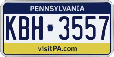 PA license plate KBH3557
