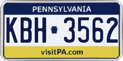 PA license plate KBH3562