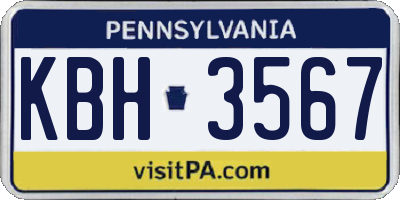PA license plate KBH3567