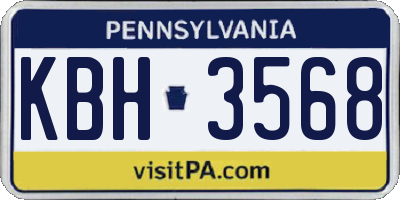 PA license plate KBH3568