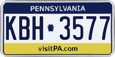 PA license plate KBH3577