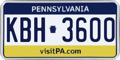 PA license plate KBH3600