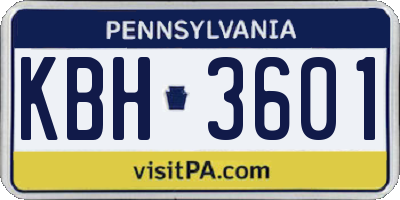 PA license plate KBH3601