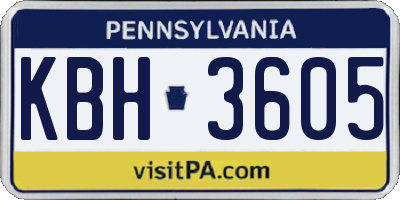 PA license plate KBH3605
