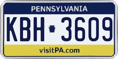 PA license plate KBH3609