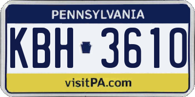 PA license plate KBH3610