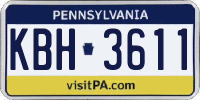 PA license plate KBH3611
