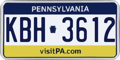 PA license plate KBH3612