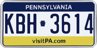 PA license plate KBH3614
