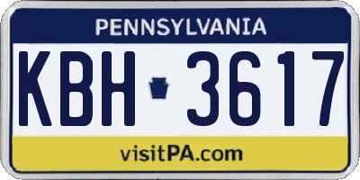 PA license plate KBH3617