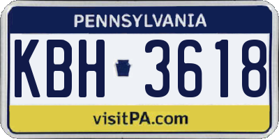 PA license plate KBH3618