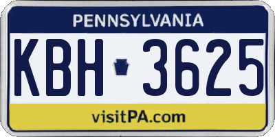 PA license plate KBH3625