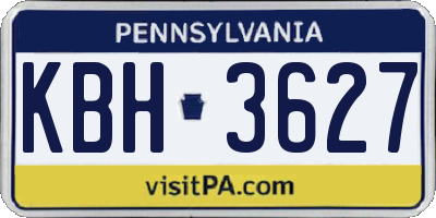 PA license plate KBH3627