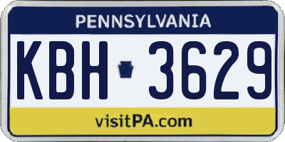 PA license plate KBH3629