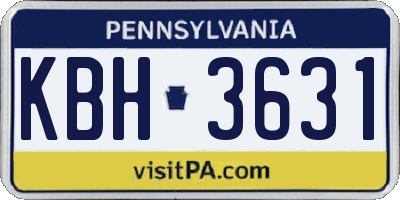 PA license plate KBH3631