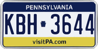 PA license plate KBH3644