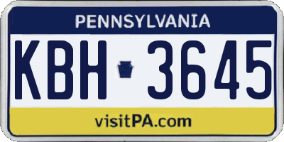 PA license plate KBH3645