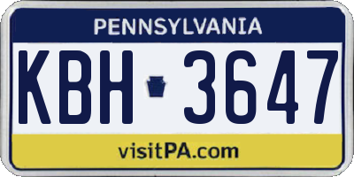 PA license plate KBH3647