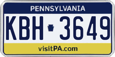 PA license plate KBH3649