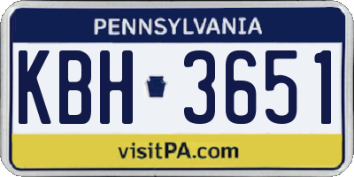 PA license plate KBH3651