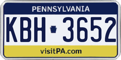 PA license plate KBH3652