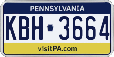 PA license plate KBH3664