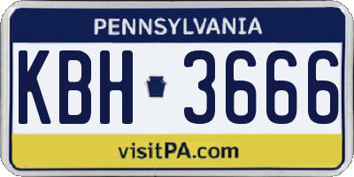 PA license plate KBH3666