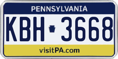 PA license plate KBH3668