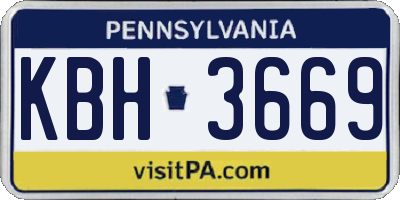 PA license plate KBH3669