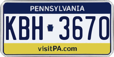 PA license plate KBH3670