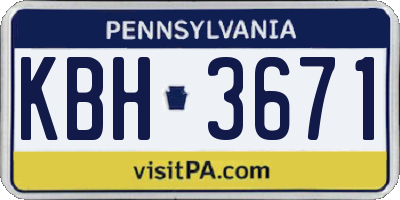 PA license plate KBH3671