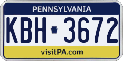 PA license plate KBH3672