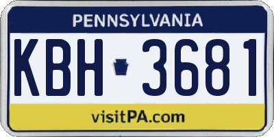 PA license plate KBH3681