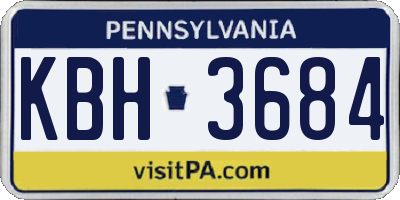 PA license plate KBH3684