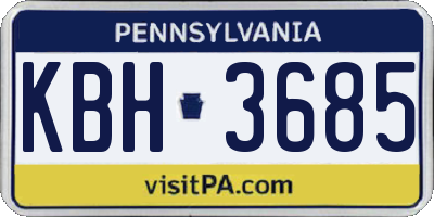 PA license plate KBH3685