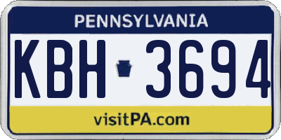 PA license plate KBH3694