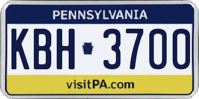 PA license plate KBH3700