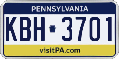 PA license plate KBH3701