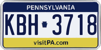 PA license plate KBH3718