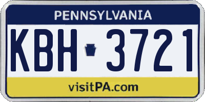 PA license plate KBH3721