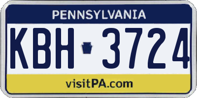 PA license plate KBH3724