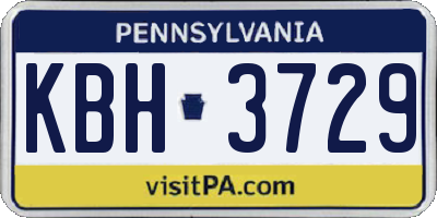 PA license plate KBH3729