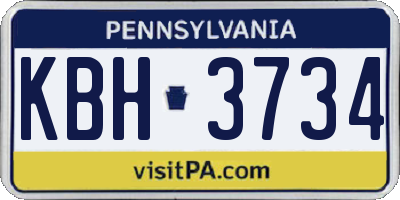 PA license plate KBH3734