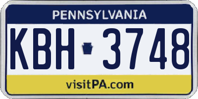 PA license plate KBH3748
