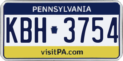 PA license plate KBH3754