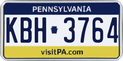 PA license plate KBH3764