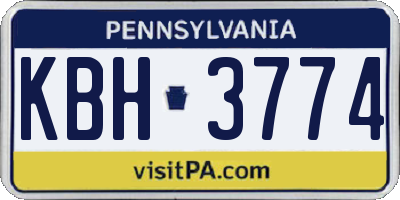 PA license plate KBH3774